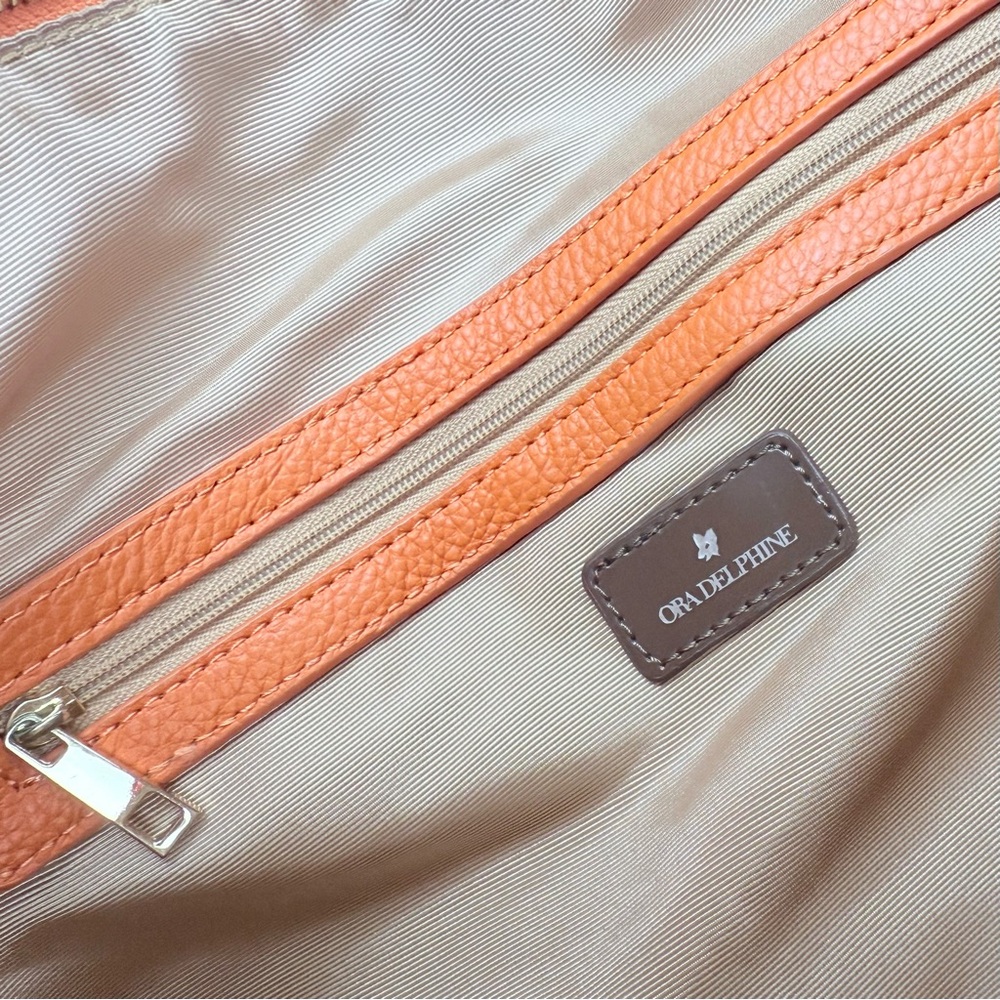 Ora Delphine Eden Leather Tote Bag in Clementine / Orange Leather $398 MSRP - Picture 10 of 15
